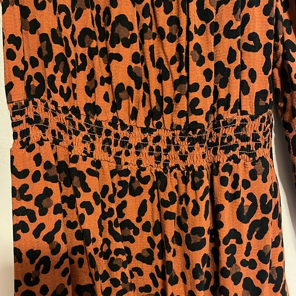 Knox Rose Long Sleeve A-Line Dress Dark Brown Leopard Print XS - Picture 3 of 7